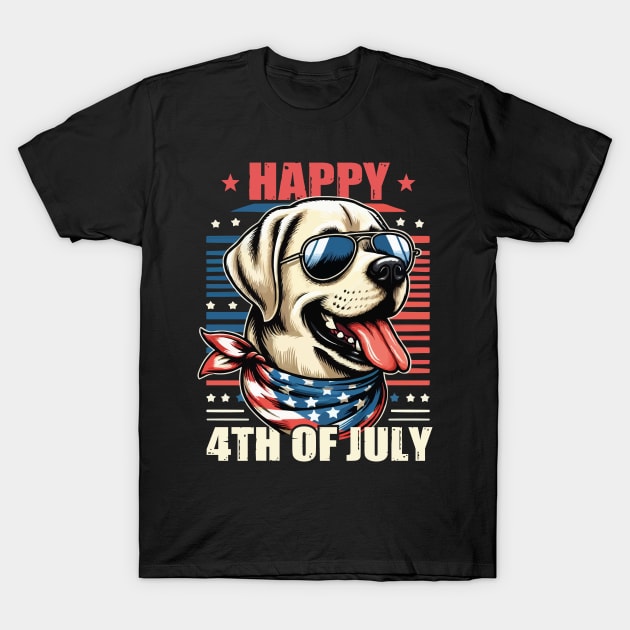 USA Happy 4th of July Patriotic American Labrador Retriever T-Shirt by JUST PINK